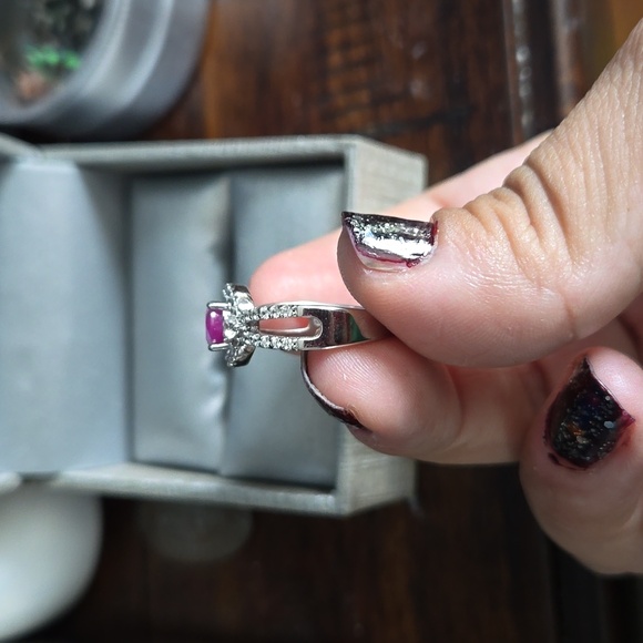 925 Pezzottaite and diamond ring size 7 - Picture 4 of 5